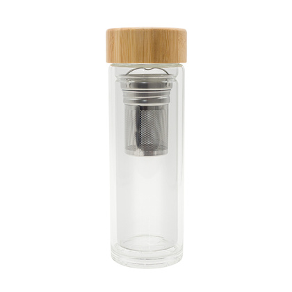 Dwuścienna butelka z zaparzaczem 400 ml Helen, transparentny