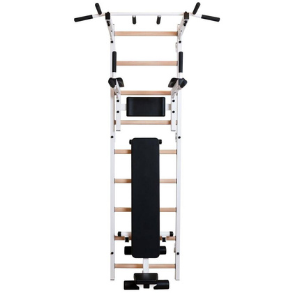 Drabinka gimnastyczna z drążkiem poręczą do ćwiczeń i ławeczką BenchK 313W