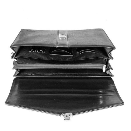 Skórzana teczka męska aktówka na laptopa czarna - Pavone Nero Modena 2195 BL