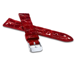 LAVVU Czerwony szyty pasek lakierowany CROCO OCALA z luksusowej skóry Top Grain - 20