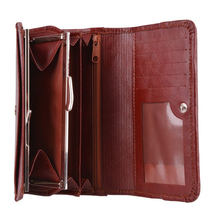 Portfel damski skórzany KEMER P17 Brązowy - min. zamówienie 20 / 50 / 100 szt.