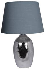 Lampa ceramiczna srebrna z szarym abażurem