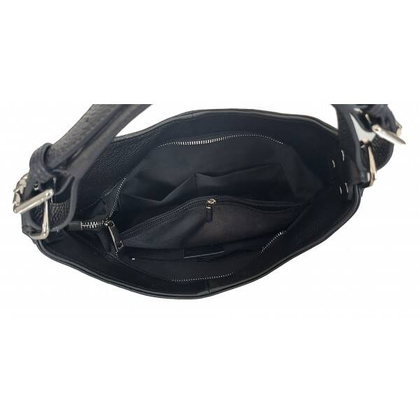 Skórzany Włoski worek ,torba na ramię Vera Pelle miękka ,pojemna Czarna VORX12N