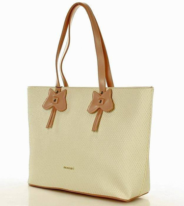 MONNARI Wygodna torebka shopper bag z motylkiem biały - min. zamówienie 20 / 50 / 100 szt.