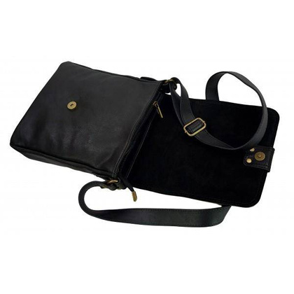 Włoska skórzana listonoszka, raportówka A5 Czarna LP361N