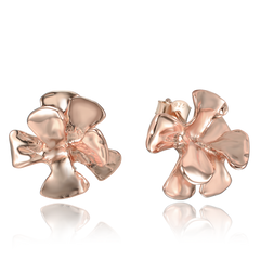 MINET Eleganckie rose gold srebrne kolczyki kwiaty