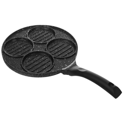 Patelnia grillowa do smażenia burgerów jajek placków granitowa 4 otwory GRANDE 26,5 cm