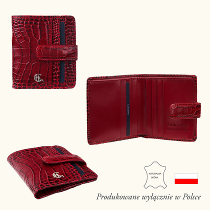 Bordowy portfel damski Canaletto ze skóry licowej croco – elegancki, kompaktowy i funkcjonalny PD1042s162