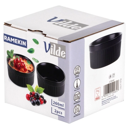 Miseczki do zapiekania porcelanowe czarne 260 ml 2 szt.