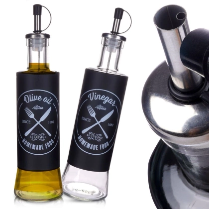Butelka dozownik na oliwę ocet butelka zestaw komplet butelek do oliwy octu 2 sztuki