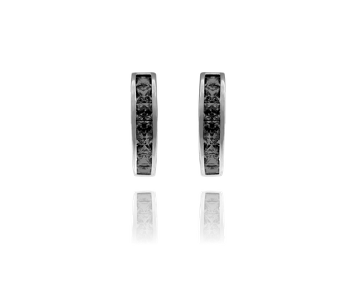 MINET Błyszczące kolczyki srebrne z czarnymi cyrkoniami