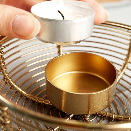 Świecznik na świeczkę tealight metalowy złoty 11x4,5 cm