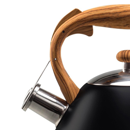 Czajnik stalowy tradycyjny z automatycznym gwizdkiem czarny 3 l