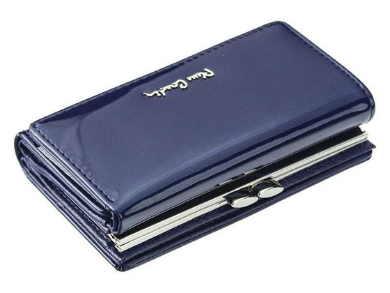 Pojemny, lakierowany portfel ze skóry naturalnej z portmonetką na bigiel