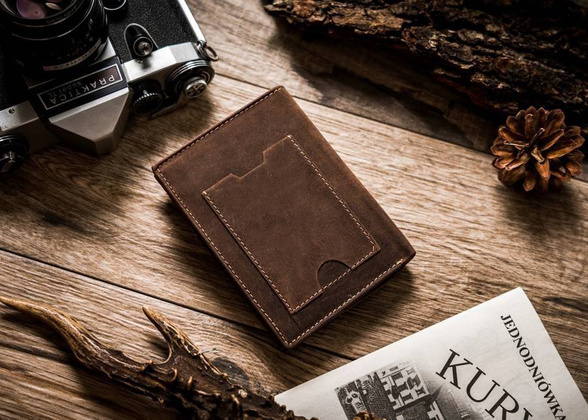 Skórzany, duży portfel męski bez zapięcia