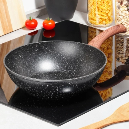 Patelnia wok granitowa BLACK&WOOD 28 cm