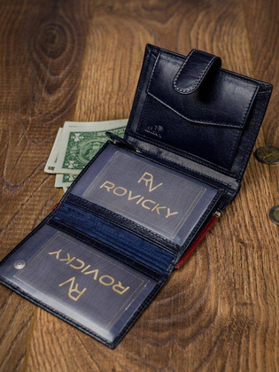 Pionowy portfel męski dwukolorowy, skóra naturalna hq