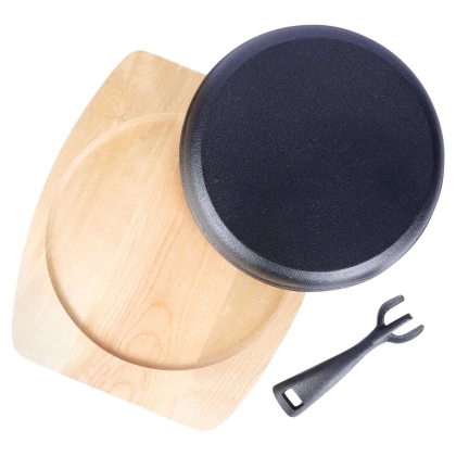 Patelnia żeliwna talerz żeliwny 22 cm z deską