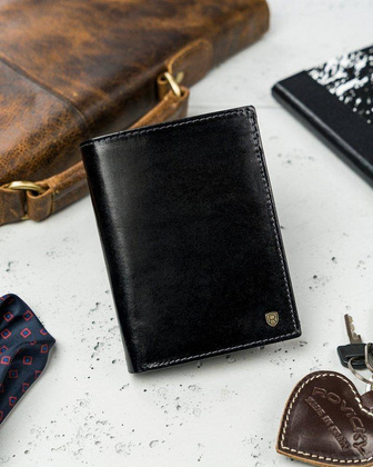 Portfel męski ze skóry licowej Rovicky Czarny