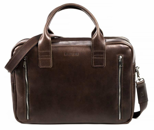 Skórzana torba na ramię na laptop BRØDRENE R02 ciemny brąz Kolor wnętrza: Czarny - min. zamówienie 20 / 50 / 100 szt.