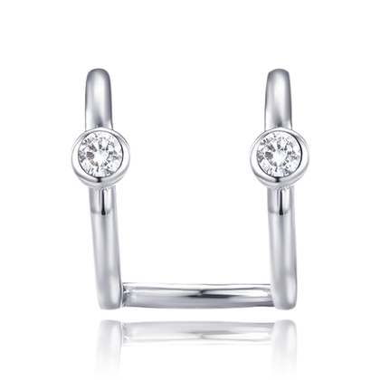 MINET Nowoczesny kolczyk - mankiet srebrny z cyrkoniami