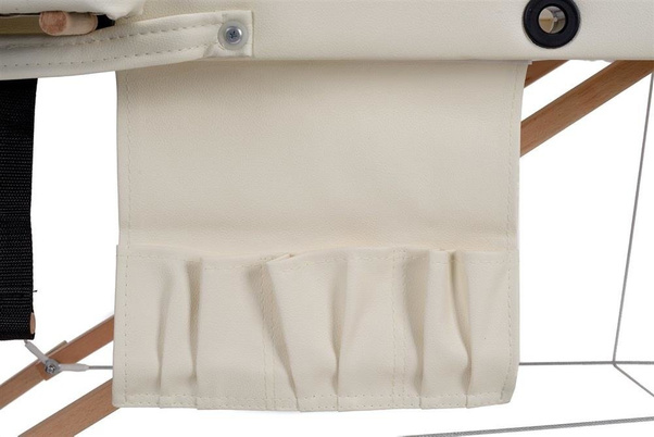 Stół. łóżko do masażu 2-segmentowe drewniane XXL Kremowe