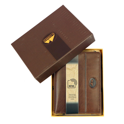 Skórzany męski portfel EL FORREST 861-22 RFID ciemny brąz