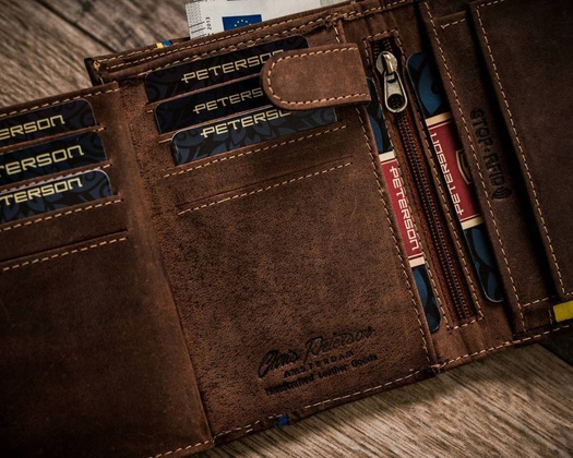 Skórzany, duży portfel męski bez zapięcia