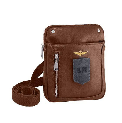 Torba na ramię AERONAUTICA MILITARE Pilot Brązowa