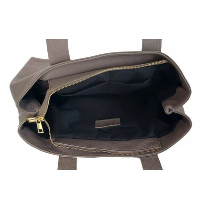 Duża piękna Włoska skórzana torba na ramię pojemna mieści XL ,Vera Pelle Szara VPA78G