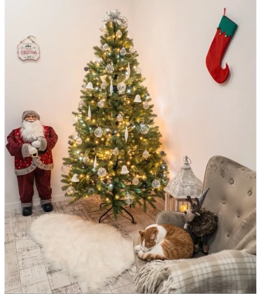 Choinka sztuczna PE09 150 cm FULL PE jasnozielona gęsta z metalowym stojakiem