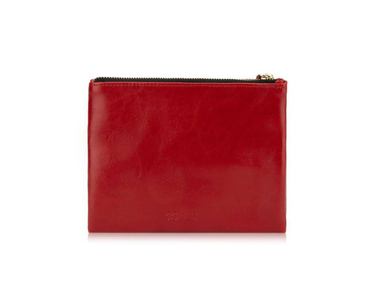 Skórzana kosmetyczka damska FK04 Solier czerwona - min. zamówienie 20 / 50 / 100 szt.