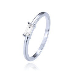 MINET Pierścien srebrny z białą cyrkonią wielkość 17