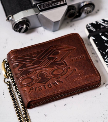 Duży, skórzany portfel męski z łańcuchem