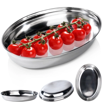 Półmisek owalny stalowy głęboki 25,5x18 cm