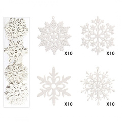 Komplet 40 sztuk ozdób bożonarodzeniowych w opakowaniu średnica 10cm białe BSN59