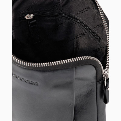 Torba na ramię skórzana PUCCINI ROYAL COLLECTION LGD5223 1 Czarny