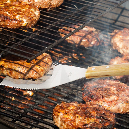 Łopatka stalowa szpatułka do grillowania grilla z nożem duża 40,5 cm