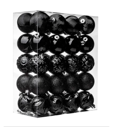 Bombki choinkowe komplet 40 szt. nietłukących plastikowych bombek AK - Czarny
