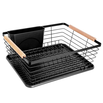 Suszarka na naczynia talerze sztućce czarna ociekacz do naczyń 38x30,5x15,5 cm