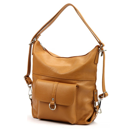 Skórzana torebka shopperka, worek, mieści a4