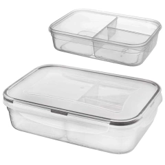 Pojemnik na żywność dzielony z uszczelką szczelny z przegródkami 3 wkłady lunchbox 1 l
