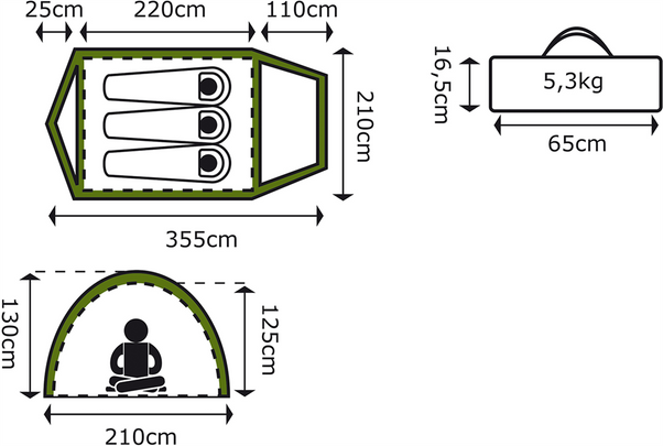 Namiot Rio Grande 3 osobowy Limonkowy