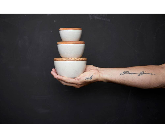 Zestaw misek kamionkowych z pokrywką 3szt. czarny 12485