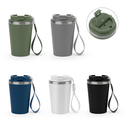 SPITZ. Kubek podróżny ze stali nierdzewnej (90% z recyklingu) z podwójnymi ściankami i matowym wykończeniem 460 ml