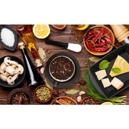 Moździerz kuchenny z tłuczkiem do ucierania przypraw ziół orzechów porcelanowy czarny 12 cm