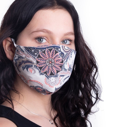 Maseczka ochronna damska 3-warstwowa - wielorazowa - QART PREMIUM - Kwiaty