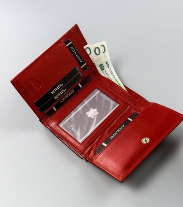 Portfel damski ze skóry naturalnej z portmonetką na bigiel, rfid