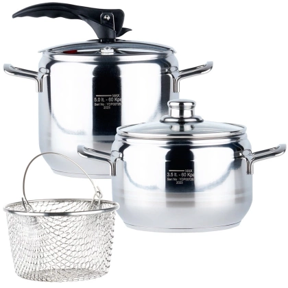 Szybkowar garnek stalowy ciśnieniowy zestaw garnków 2 szt. 3,5 5 l PROFI duo