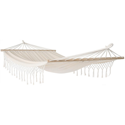 HAMAK OGRODOWY 1 OSOBOWY 200X100CM Z DRĄŻKIEM I Z FRĘDZLAMI MIAMI ECRU